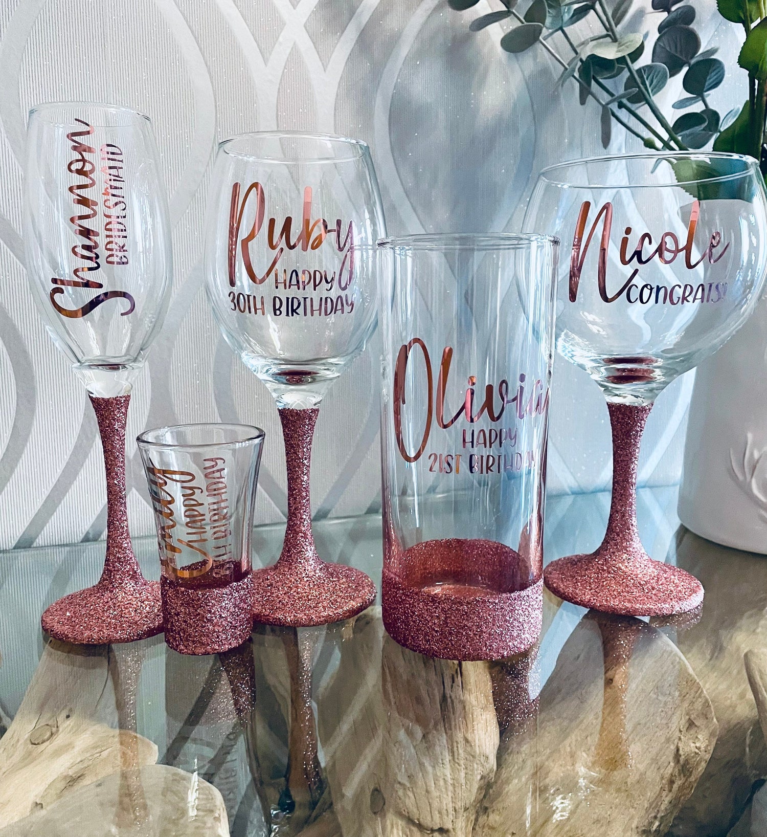 Personalised birthday glitter glass birthday gift for her gift for him gift for someone special celebration gift 18th 21st 30th 40th 50th