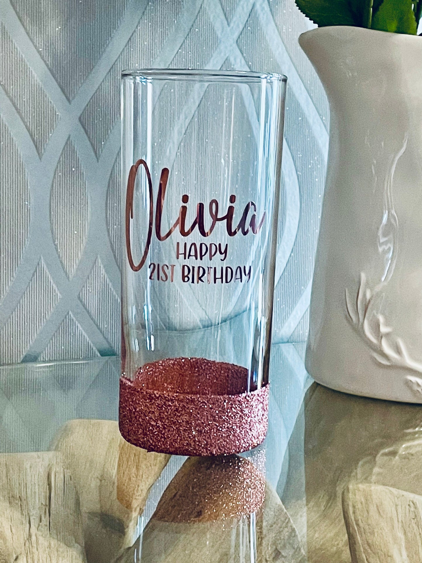 Personalised birthday glitter glass birthday gift for her gift for him gift for someone special celebration gift 18th 21st 30th 40th 50th