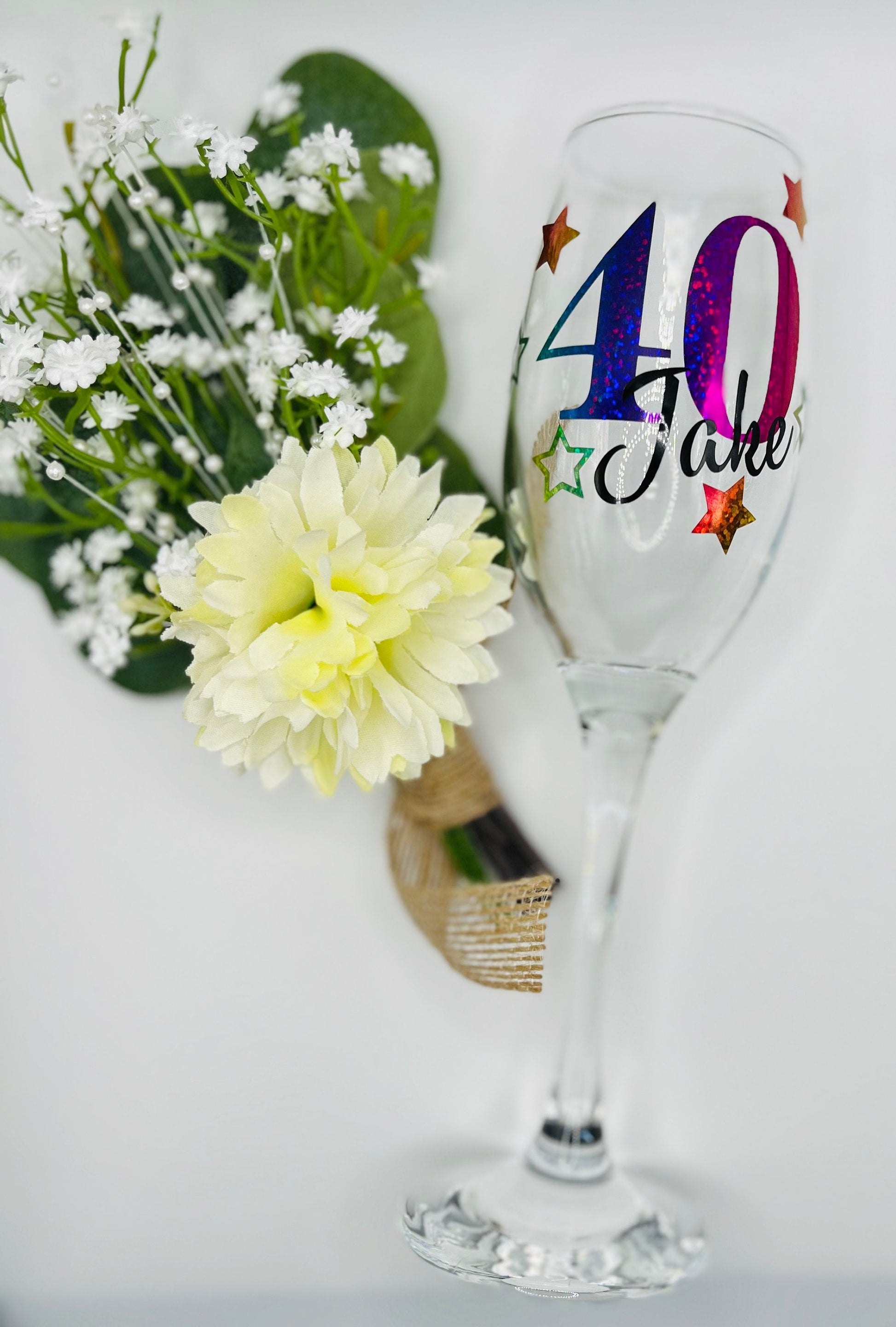 Personalised Celebration Glass birthday gift for her gift for him Gift for 18th 21st 30th 40th 50th 60th 70th Wine Prosecco Milestone