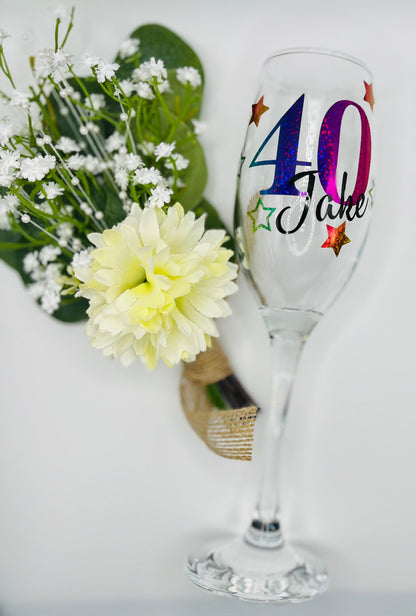 Personalised Celebration Glass birthday gift for her gift for him Gift for 18th 21st 30th 40th 50th 60th 70th Wine Prosecco Milestone