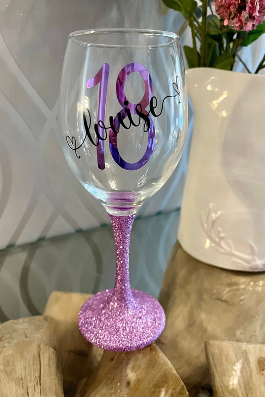 Personalised glitter glass gift 16th 18th 21st 30th 40th 50th 60th gift for her gift for him Gin Wine Prosecco Shot Tumbler