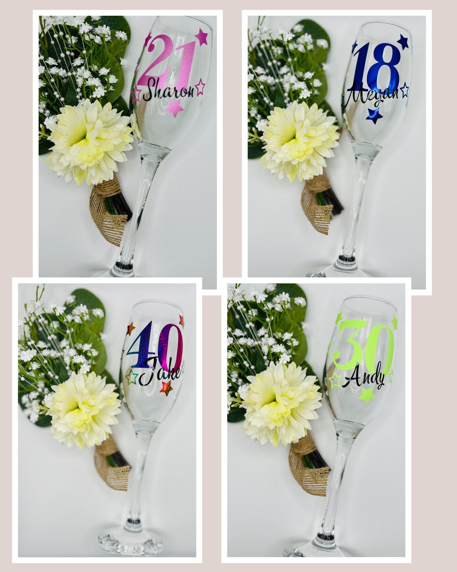 Personalised Celebration Glass birthday gift for her gift for him Gift for 18th 21st 30th 40th 50th 60th 70th Wine Prosecco Milestone