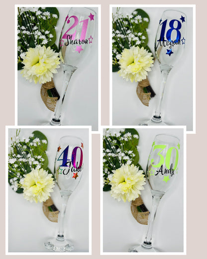 Personalised Celebration Glass birthday gift for her gift for him Gift for 18th 21st 30th 40th 50th 60th 70th Wine Prosecco Milestone