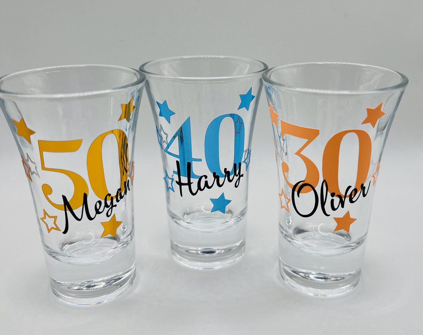 Personalised Shot glasses for a special birthday. A gift for him her brother sister best friend mum dad. A gift under £10