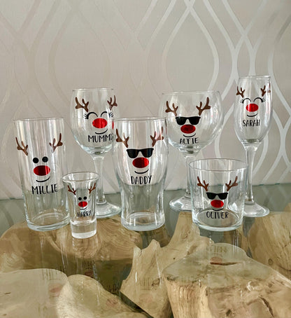 Christmas reindeer Glass. Perfect christmas gift. Christmas tableware, Christmas gifts under£10