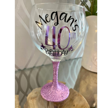 Personalised Birthday Tumbler Glass for 16 18 21 25 30 40 50 60 70 Gift for girl her mum aunt nan gran grandma. 
Winney Hill