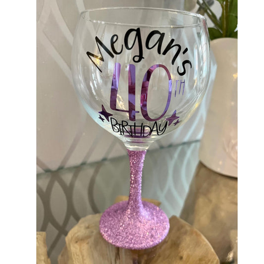 Personalised Birthday Tumbler Glass for 16 18 21 25 30 40 50 60 70 Gift for girl her mum aunt nan gran grandma. 
Winney Hill