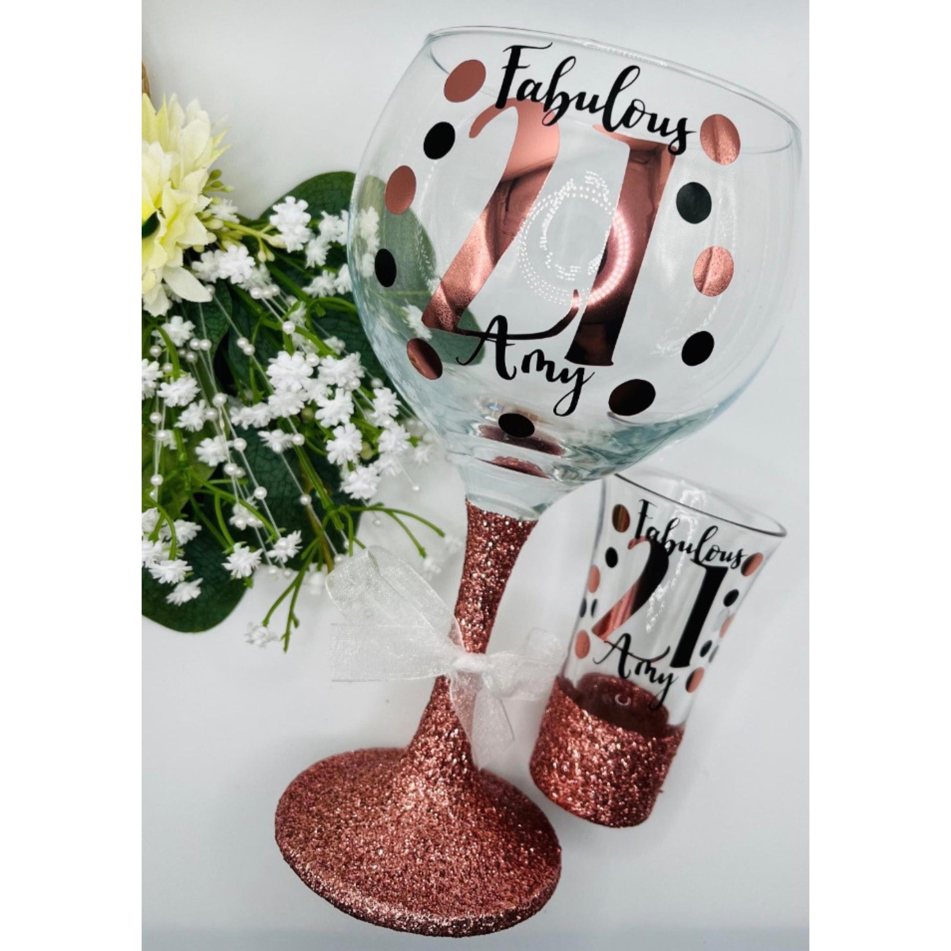 Personalised Birthday Glass with Spots design for 16 18 21 25 30 40 50 60 70 Gift for girl her mum aunt nan gran grandma. 
Winney Hill