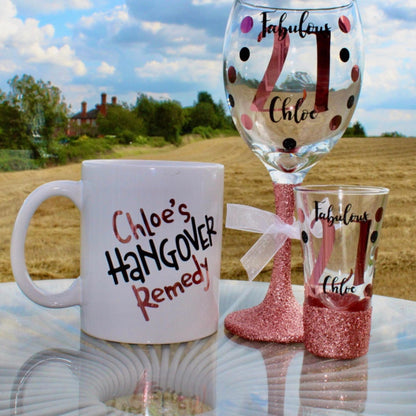 Personalised Birthday Glass with Spots design for 16 18 21 25 30 40 50 60 70 Gift for girl her mum aunt nan gran grandma. 
Winney Hill