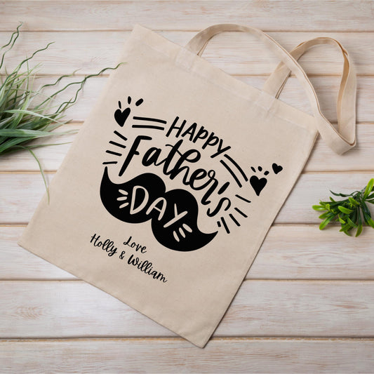 Personalised Father's Day Tote Bag – Custom Gift Bag for Glitter Glasses and mugs| Small Reusable Gift Bag | party bag |