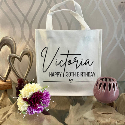 Personalised Birthday Tote Bag – Custom Gift Bag for Glitter Glasses | Small Reusable Gift Bag | party bag | Birthday, Party Favour Bag