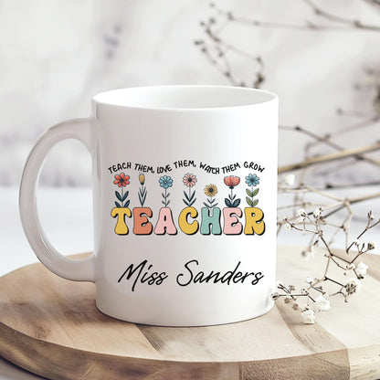 Personalised Teacher Mug with Name – Teacher Appreciation Gift – End of Year, Back to School, Thank You Gift for Teachers