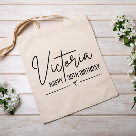 Personalised Birthday Tote Bag – Custom Gift Bag for Glitter Glasses | Small Reusable Gift Bag | party bag | Birthday, Party Favour Bag
