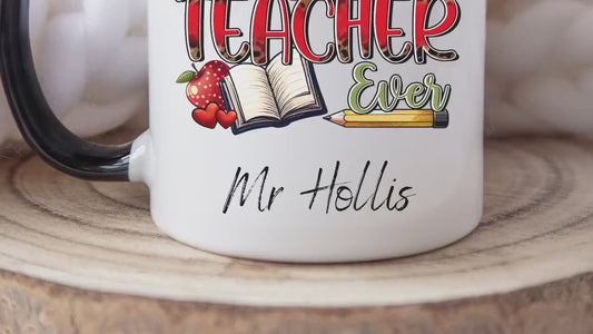 Best Teacher Ever Mug – Personalised Teacher Gift – Custom Name Coffee Mug – End of Term Thank You – Teacher Appreciation Present