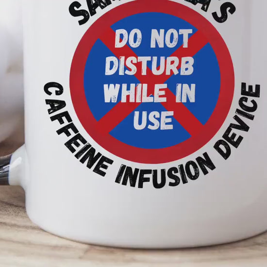 Personalised Coffee Mug – "Do Not Disturb While in Use" – Custom Name Caffeine Infusion Cup – Funny Gift for Coffee Lovers & Coworkers