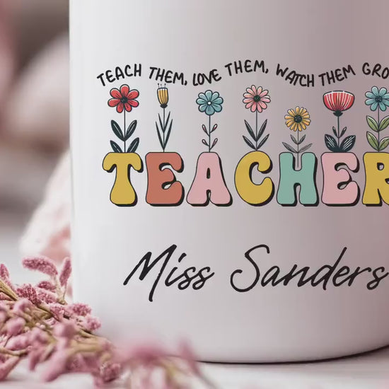 Personalised Teacher Mug with Name – Teacher Appreciation Gift – End of Year, Back to School, Thank You Gift for Teachers