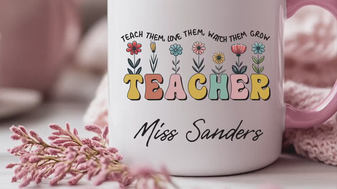 Personalised Teacher Mug with Name – Teacher Appreciation Gift – End of Year, Back to School, Thank You Gift for Teachers