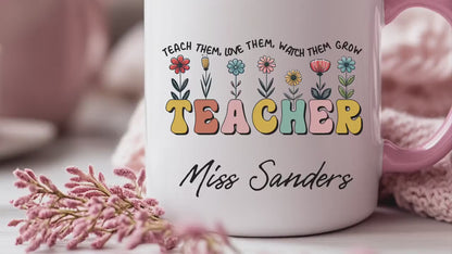 Personalised Teacher Mug with Name – Teacher Appreciation Gift – End of Year, Back to School, Thank You Gift for Teachers