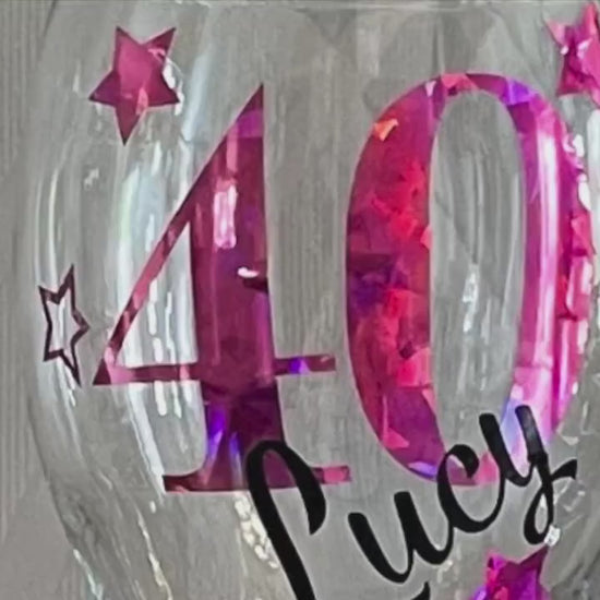 Personalised glitter birthday Star glass 18th Birthday gift 21st Birthday gift for her 30th Birthday 40th 50th lit bottle gin wine milestone