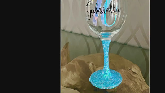 Personalised glitter birthday glass 18th Birthday gift 21st Birthday gift for her 30th Birthday 40th 50th lit bottle gin wine